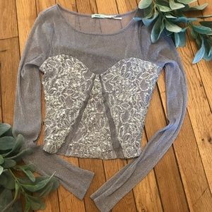 Kimchi Blue Limelight Lavender Sheer Top